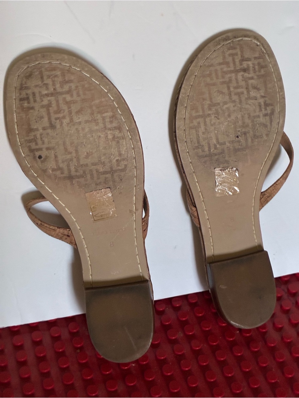 Women's Tan Slide Sandals with Low Block Heel - Picture 4 of 4